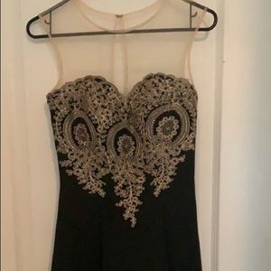 Black and Gold Embroidered Dress
